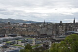 Fototapeta Paryż - Aerial view of Edinburgh city centre with buildings and landmarks. 