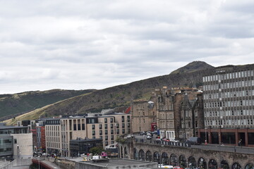 Poster - Aerial view of Edinburgh city centre with buildings and landmarks. 