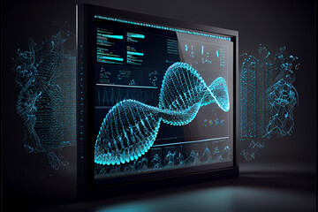 Wall Mural - DNA formula research and full analysis with modern technology. Generative AI