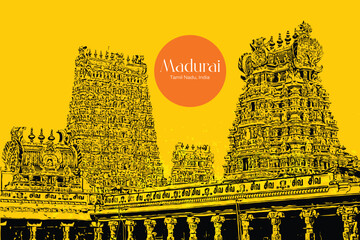 Wall Mural - Madurai Meenakshi Amman Temple vector illustration 