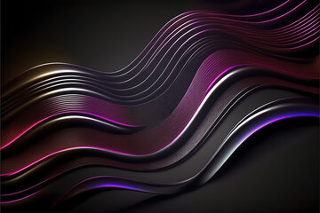 Wall Mural - Dark Surface Banner with Ripples. Smooth Texture with Neon Highlights. hd ultra definition