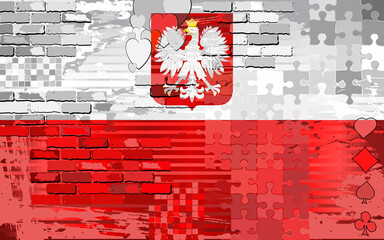 Grunge Abstract flag of the Poland - Illustration, 
Shiny mosaic vector