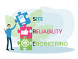 SRE - Site Reliability Engineering acronym. business concept background. vector illustration concept with keywords and icons. lettering illustration with icons for web banner, flyer, landing page