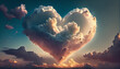 heart-shaped cloud in the sky for your valentine day, made by generative ai