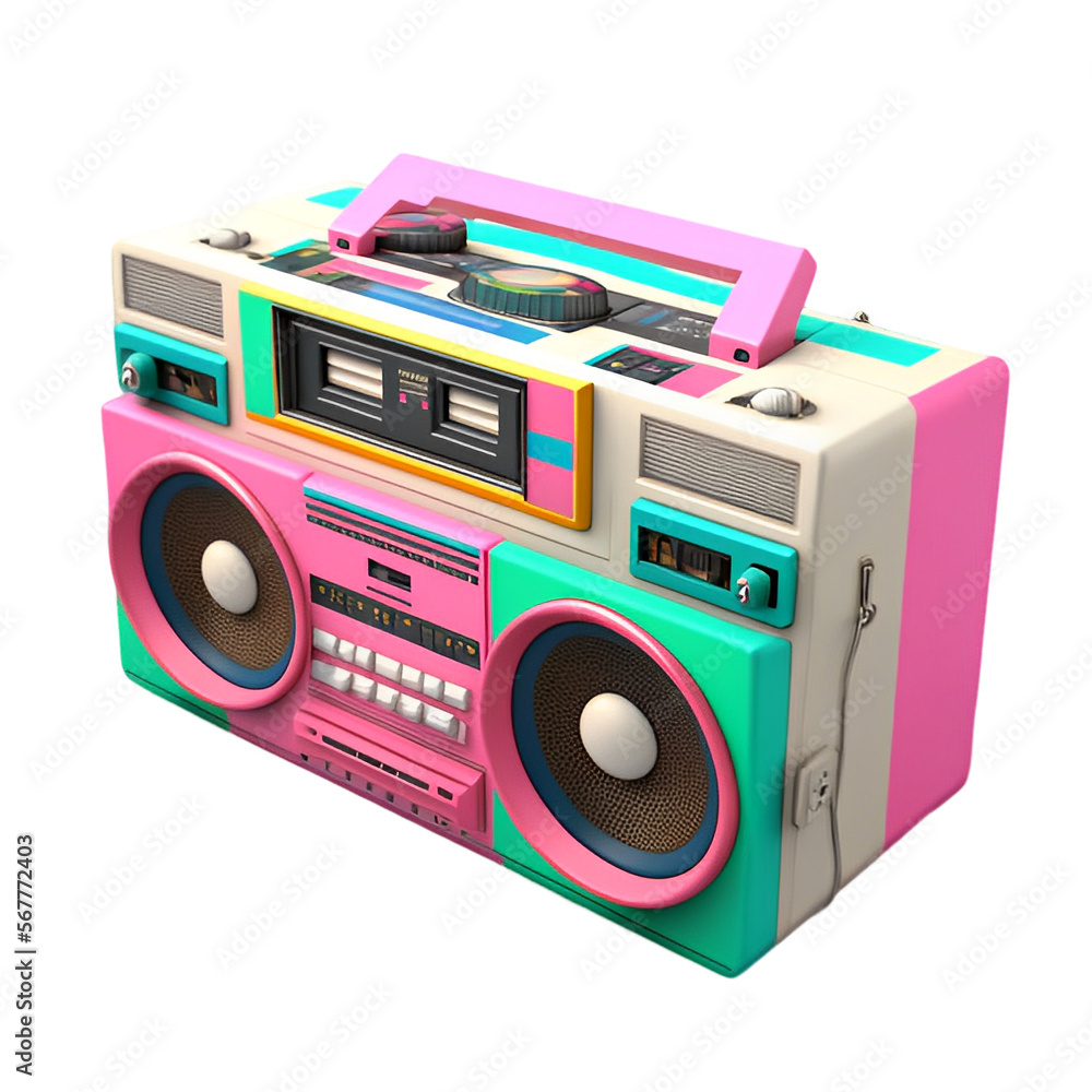 Vintage boombox sound system. 1980s Boom Box Cassette Tape Player. Old ...
