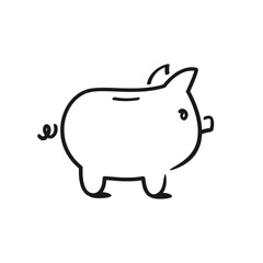 Wall Mural - Cartoon piggy bank. Black and white sketch. Hand drawn vector illustration EPS 10