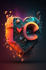 Wall Mural - Valentine Abstract Love Heart