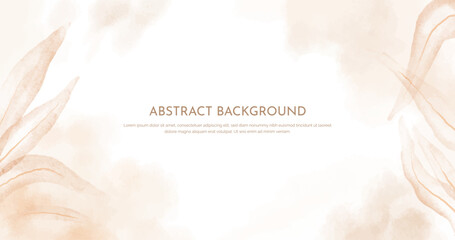 Abstract horizontal watercolor background. Neutral light colored empty space background illustration
