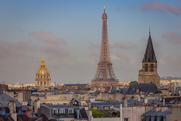 Wall Mural - Paris Cityscape With Eiffel Tower and Invalides golden dome, Paris, France