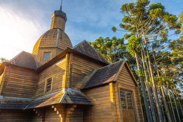 Wall Mural - Wooden orthodox ukrainian church in Curitiba, capital of Parana state, Brazil