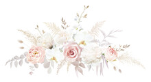 Pastel Pampas Grass, Ivory Peony, Creamy Orchid, Dusty Pink Rose
