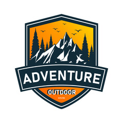 Wall Mural - hiking adventure logo vector design