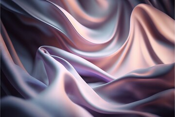 Wall Mural - an abstract painting of a flowing fabric in pink and blue tones, with a black background and a white border at the bottom of the image. generative ai