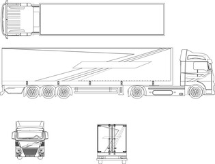 Poster - Trailer truck illustration vector sketch
