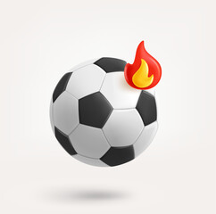 Aufkleber - Soccer ball with flame symbol. 3d vector icon isolated on white background
