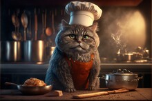 Cat As Chef In The Kitchen Created With Generative AI Technology