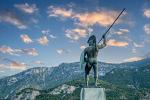 Statue Of Spartans King, Leonidas In Thermopylae, Greece