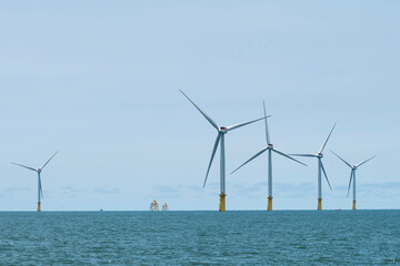 Wall Mural - View of the Offshore wind power systems off the western coast of Taiwan.