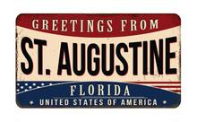 Greetings From St. Augustine Vintage Rusty Metal Sign