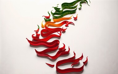 Poster - Sliced chili pepper trail on a white background. Generative AI