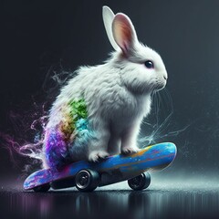 Wall Mural - rabbit on the skateboard
