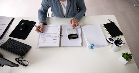 Poster - Accountant Woman With Finance Calculator