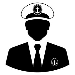 Sticker - Icono avatar. Silueta aislada de hombre con uniforme de capitán de barco	