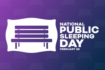 Wall Mural - National Public Sleeping Day. February 28. Vector illustration. Holiday poster.