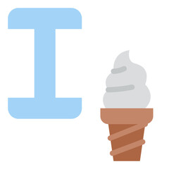 Wall Mural - i capital letter alphabet ice cream