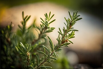 Canvas Print -  a close up of a green plant with a blurry back ground in the background and a blurry background in the foreground, with a blurry background.  generative ai