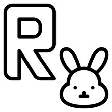 R Capital Letter Alphabet Rabbit
