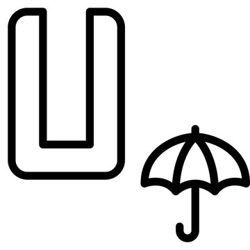 u capital letter alphabet umbrella