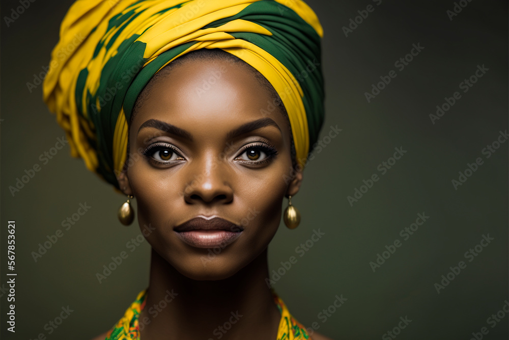 portrait of stunning and beautiful woman, dressed in turban and ethnic ...