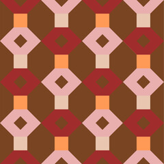 Wall Mural - seamless vector graphic of brown themed wallpaper consisting of columns of hexagons and squares. it 