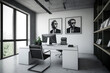 Modernes büro mit design orientiertem Interieur. Generated AI