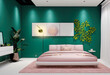 Modern luxury bedroom with floral elements 