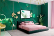 Modern luxury bedroom with floral elements 