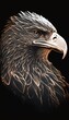 Eagle in a colorful line art illustation. Abstract multicolored profile portrait of an Eagle on a black background