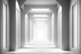 Fototapeta Do przedpokoju - Background of building hallway in white blur (corridor). Generative AI