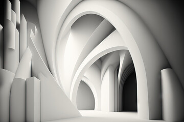 Wall Mural - Architecture White Abstract Design. Generative AI