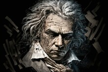 Artistic Representation Of Beethoven, Concept Of Classical Music And Composer, Created With Generative AI Technology