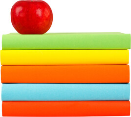 Wall Mural - Textbooks with an apple on top - isolated image