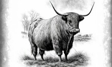 Illustration Of A Scottish Red Bull Drawing. Generative AI