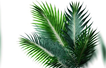 Poster - isolated tropical palm leaves on a white background. Generative AI