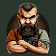 © Artem - a brutal man with biceps, a beard, a tattoo and a pistol