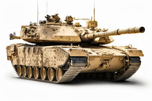 M1 Abrams Tank Isolated On White Background, American War Concept - Generative AI
