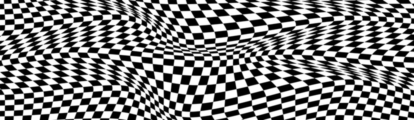 Wall Mural - Distorted lines are an illusion of movement. Black and white pattern wavy lines. Vector illusion.