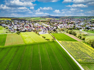 Wall Mural - Drone shot from small village in Hesse