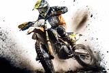 Fototapeta  - Extreme Motocross MX Rider,isolated white background,Generative ai