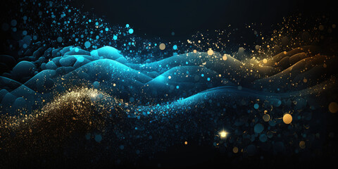 blue blurred bokeh background illustration, generative ai